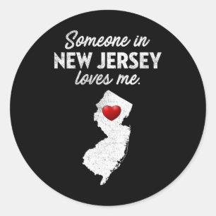 Sticker Rond Quelqu'un dans le New Jersey m'aime - New Jersey N
