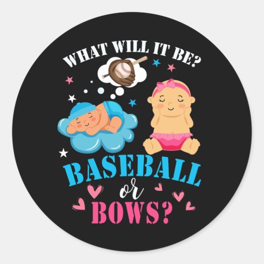 Sticker Rond Qu'est-ce que ce sera beau baseball ou Bows Genre  (Devant)