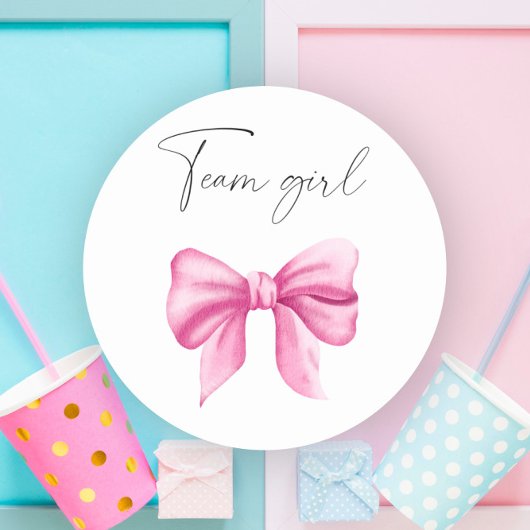 Sticker Rond Qu'est-ce que le bébé sera une fille d'équipe