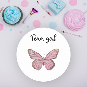 Sticker Rond Qu'est-ce que le bébé sera une fille d'équipe