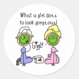 Sticker Rond Qu'Est-Ce Qu'Une Fille Fait Pour Sembler Magnifiqu