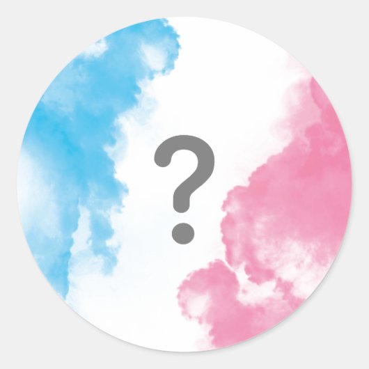 Sticker Rond Question Mark Bébé Genre Révéler Fumée Bleu rose (Devant)
