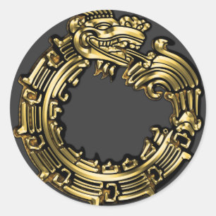 Sticker Rond Quetzalcoatl d'or