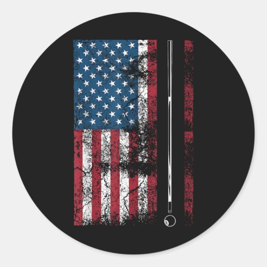 Sticker Rond Queue de billard drapeau américain jeu de table mi (Devant)
