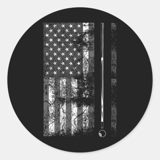 Sticker Rond Queue de billard drapeau américain Mignon jeu de t (Devant)
