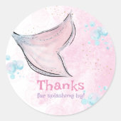 Sticker Rond Queue de sirène à l'aquarelle rose et violet  (Devant)