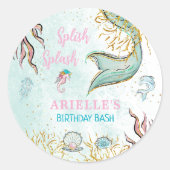 Sticker Rond Queue de sirène pailletée menthe sous la mer (Devant)
