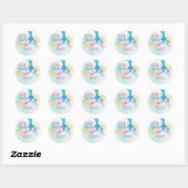 Sticker Rond Queue de sirène Paillettes Splish Splash anniversa (Feuille)