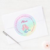 Sticker Rond Queue de sirène sarcelle rose anniversaire fille (Enveloppe)