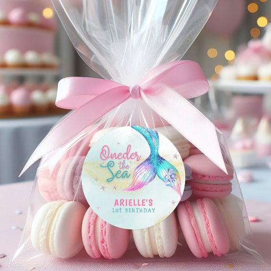 Sticker Rond Queue de sirène sur la mer 1er anniversaire