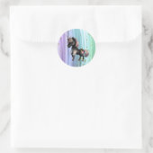 Sticker Rond Queue noire Unicorne violette rose (Sac)