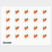 Sticker Rond queue verte coq avec bébé chick.png (Feuille)