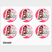 Sticker Rond Qui a peur du Big Bad Wolf ? (Feuille)