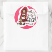 Sticker Rond Qui a peur du Big Bad Wolf ? (Sac)