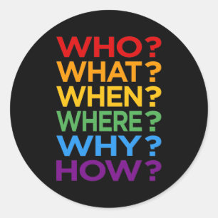 Sticker Rond Qui Où Quand Enseignant Langue Anglaise