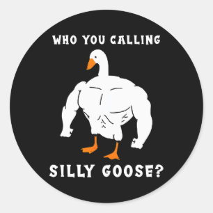 Sticker Rond Qui Vous Appelez Silly Goose Funny Gym meme
