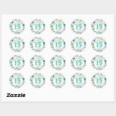 Sticker Rond Quince, Quinceañera, Aqua Envelope Sceau/Favoriser (Feuille)