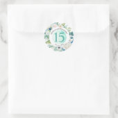 Sticker Rond Quince, Quinceañera, Aqua Envelope Sceau/Favoriser (Sac)