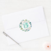 Sticker Rond Quince, Quinceañera, Aqua Envelope Sceau/Favoriser (Enveloppe)