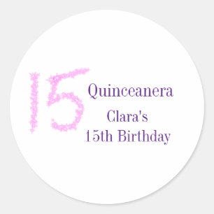 Sticker Rond Quinceanera 15e anniversaire parties scintillant r