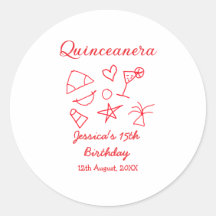 Quinceanera 15th birthday red beach party tree sun