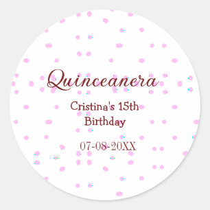 Sticker Rond Quinceanera anos 15e anniversaire ajouter nom poin