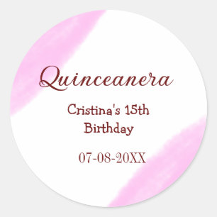 Sticker Rond Quinceanera anos 15e anniversaire ajouter nom text