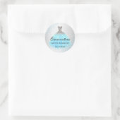 Sticker Rond Quinceanera Argent Et Bleu Clair (Sac)