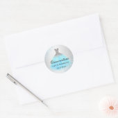 Sticker Rond Quinceanera Argent Et Bleu Clair (Enveloppe)