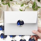 Sticker Rond Quinceanera bleu foncé Princesse Robe Florale