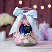 Sticker Rond Quinceanera bleu foncé Princesse Robe Florale