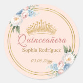 Sticker Rond Quinceanera bleu rose pâle (Devant)