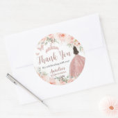 Sticker Rond Quinceanera Blush Floral Rose Gold Princesse Robe (Enveloppe)