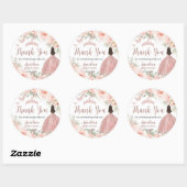 Sticker Rond Quinceanera Blush Floral Rose Gold Princesse Robe (Feuille)
