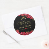 Sticker Rond Quinceanera - diamant rouge noir (Enveloppe)