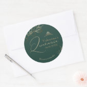 Sticker Rond Quinceañera Emerald Green Floral (Enveloppe)