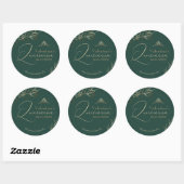 Sticker Rond Quinceañera Emerald Green Floral (Feuille)
