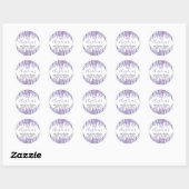 Sticker Rond Quinceanera Floral Violet (Feuille)