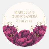 Sticker Rond Quinceanera florale bourguignonne (Devant)