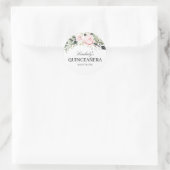 Sticker Rond Quinceanera florale rose et or (Sac)