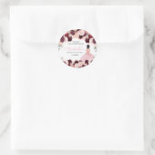 Sticker Rond Quinceanera florale rose pâle de Bourgogne (Sac)