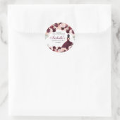 Sticker Rond Quinceanera florale rose pâle de Bourgogne (Sac)