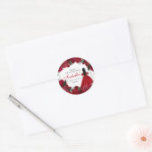 Sticker Rond Quinceanera florale rouge et argent (Enveloppe)