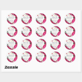 Sticker Rond Quinceañera Fuchsia Rose Floral Princesse Gown Or (Feuille)