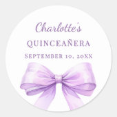 Sticker Rond Quinceanera lavender bow (Devant)