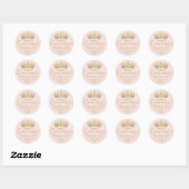 Sticker Rond Quinceañera Merci Chic Blush Pink & Gold Crown (Feuille)