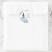 Sticker Rond Quinceañera Merci Floral bleu Dusty (Sac)