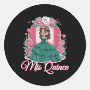 Sticker Rond Quinceanera Mis, 15e anniversaire de la Latina esp