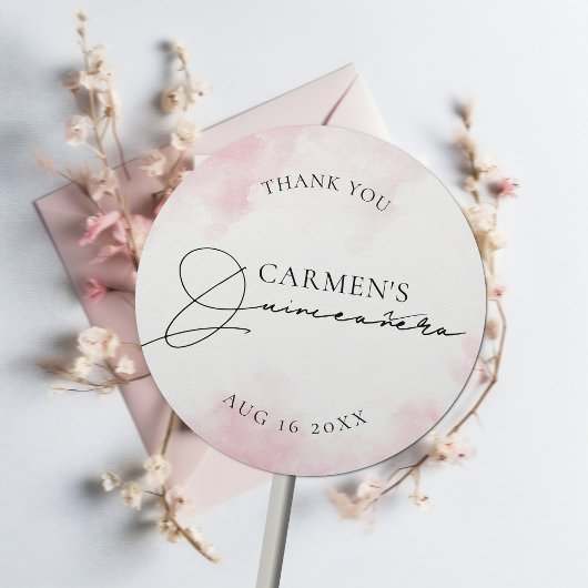 Sticker Rond Quinceanera moderne tendance Anniversaire