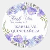 Sticker Rond Quinceanera Purple Peri Merci Floral (Devant)